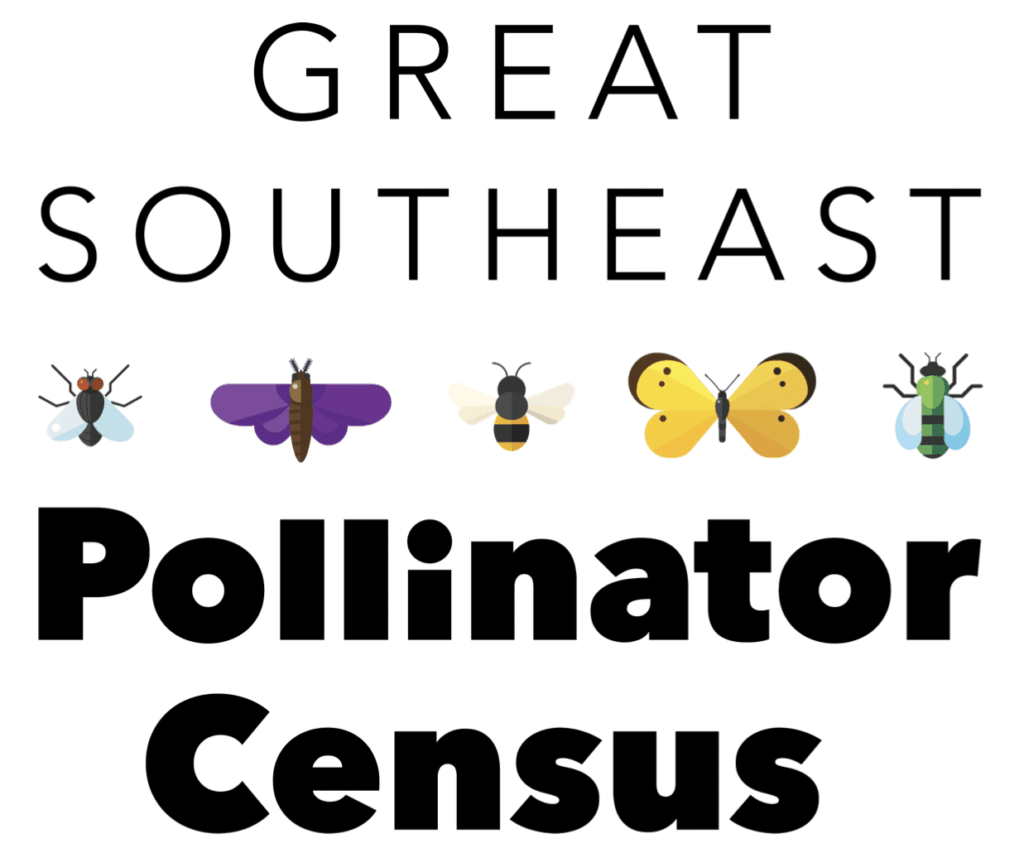 The Great Southeast Pollinator Census logo — a purple and gold lockup ringed by the program's bee and butterfly mascots